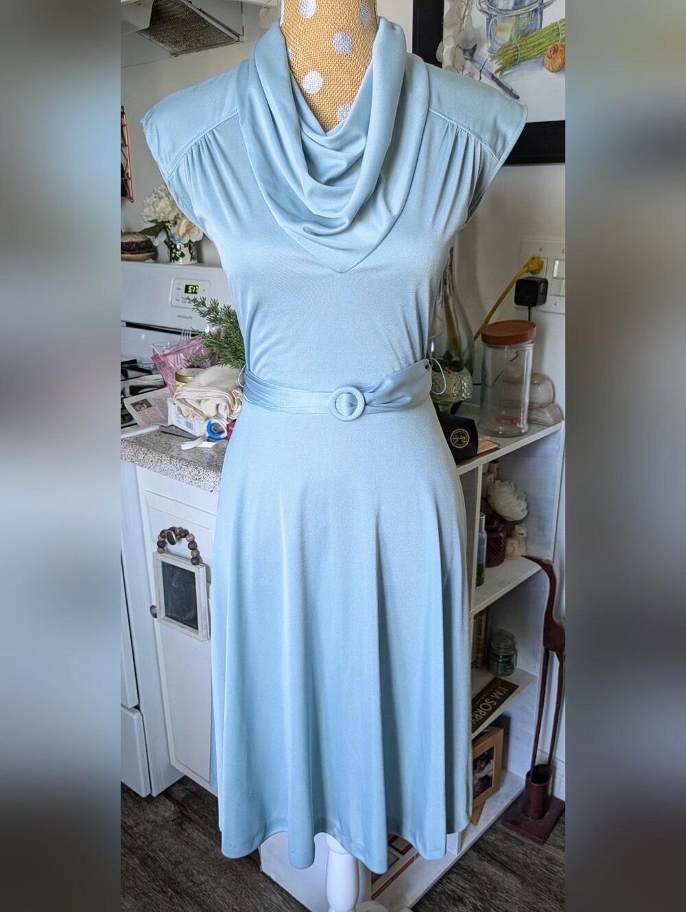 Deadstock Vintage 1950s Midi Dress polished silhouette Rare